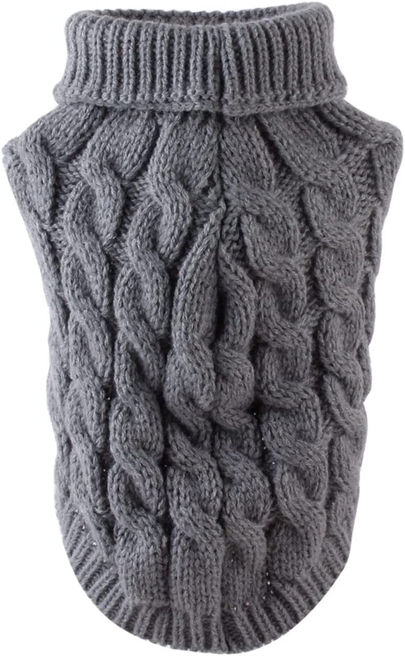 Cnarery Knitted Turtleneck Dog Sweaters, Warm Pet Sweater, Cute Knitted Classic Dog Sweater for Autumn and Winter Cold Weather Puppy Clothes(Gray) Animals & Pet Supplies > Pet Supplies > Dog Supplies > Dog Apparel Cnarery   