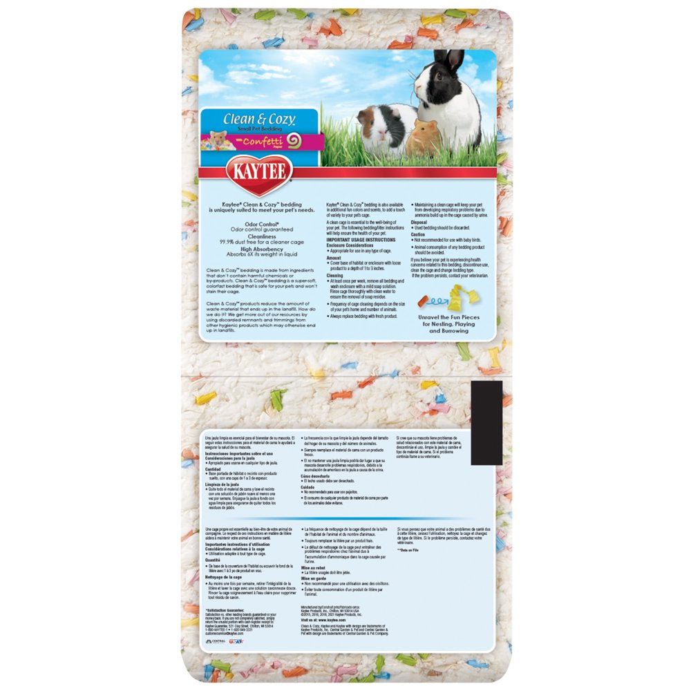 Kaytee Clean & Cozy Confetti Bedding White Paper Bedding with Colored Confetti Paper 24.6 Liters Animals & Pet Supplies > Pet Supplies > Small Animal Supplies > Small Animal Bedding Central Garden and Pet   