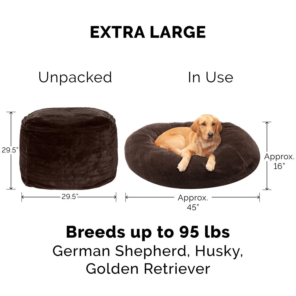 Furhaven Pet Products round Plush Ball Pet Bed for Dogs & Cats, Espresso, Extra Large Animals & Pet Supplies > Pet Supplies > Cat Supplies > Cat Beds FurHaven Pet   