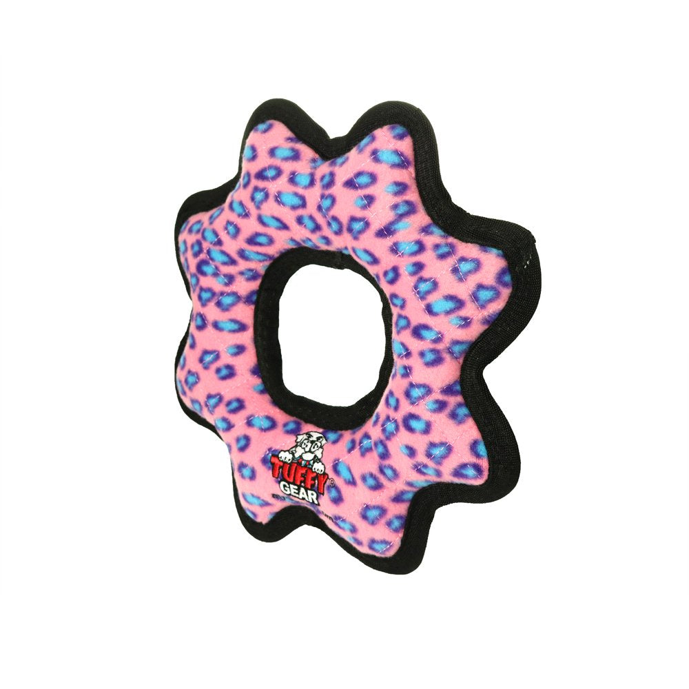 Tuffy Ultimate Gear Ring Pink Leopard, Durable Squeaky Dog Toy