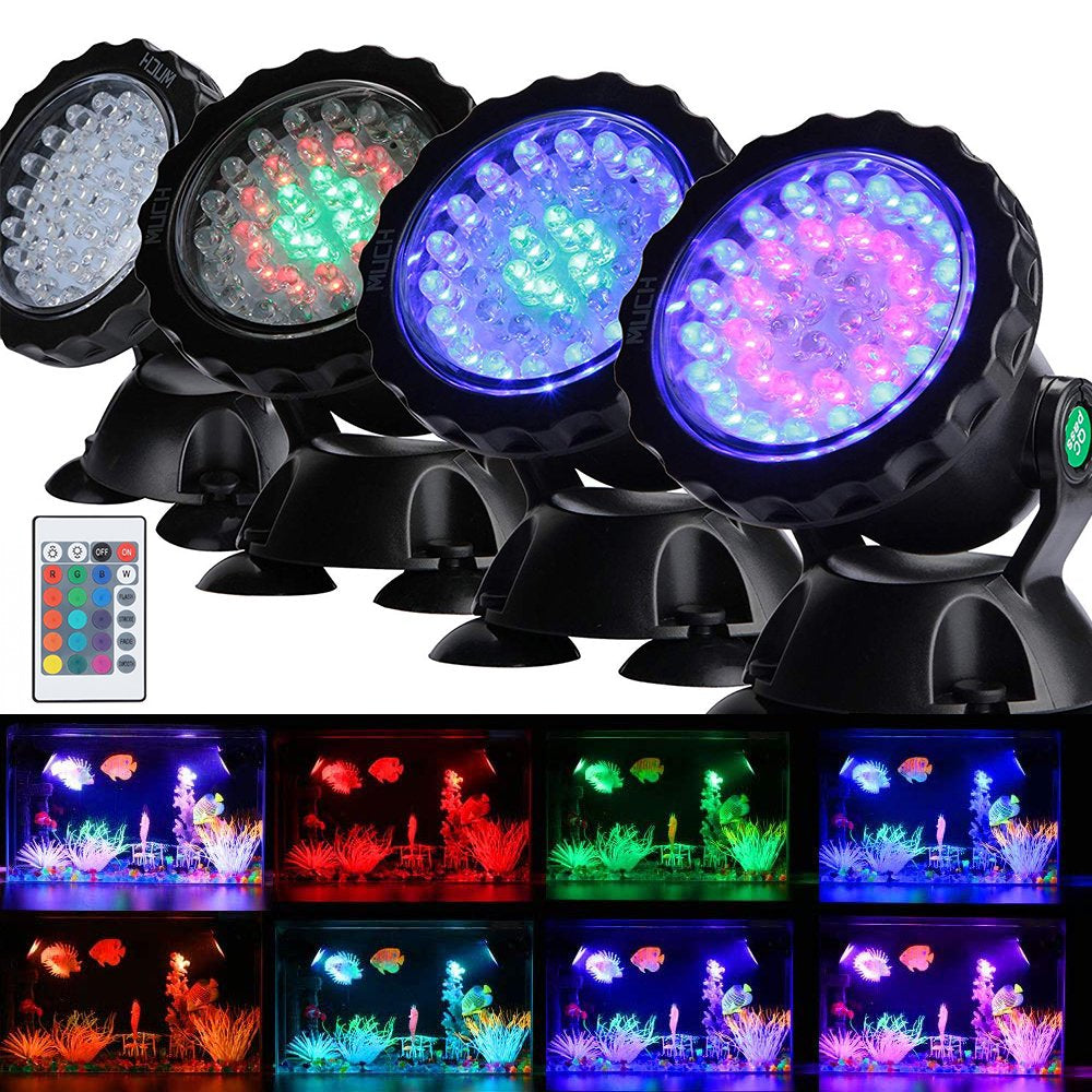 Rosnek IP68 RGB Aquarium Light Submersible Pond Spotlight LED Landscape Outdoor Lawn Light Underwater Decor Fountain Pool Aquarium Animals & Pet Supplies > Pet Supplies > Fish Supplies > Aquarium Lighting Rosnek 1 Set 3 Light  