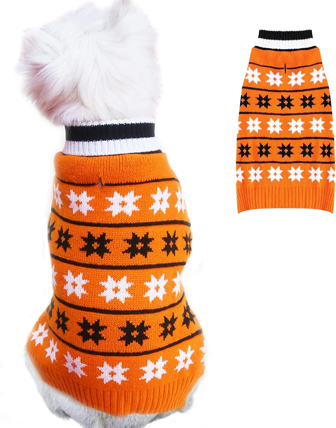 KYEESE Dog Sweaters for Small Dogs Turtleneck Dog Sweater Dress Knit Pullover Warm Animals & Pet Supplies > Pet Supplies > Dog Supplies > Dog Apparel kyeese 5# Boy Orange X-Small (Pack of 1) 