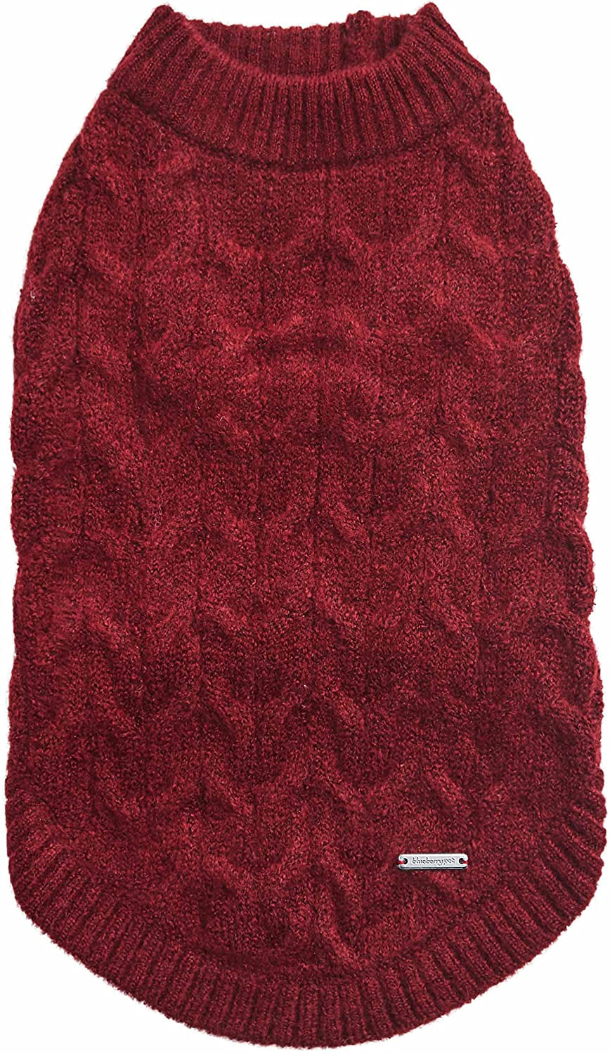 Blueberry Pet Classic Fuzzy Textured Knit Pullover Turtle-Neck Dog Sweater in Mustard Yellow, Back Length 12", Pack of 1 Clothes for Dogs Animals & Pet Supplies > Pet Supplies > Dog Supplies > Dog Apparel Blueberry Pet Burgundy Red, Crew-neck 12 inch (Pack of 1) 