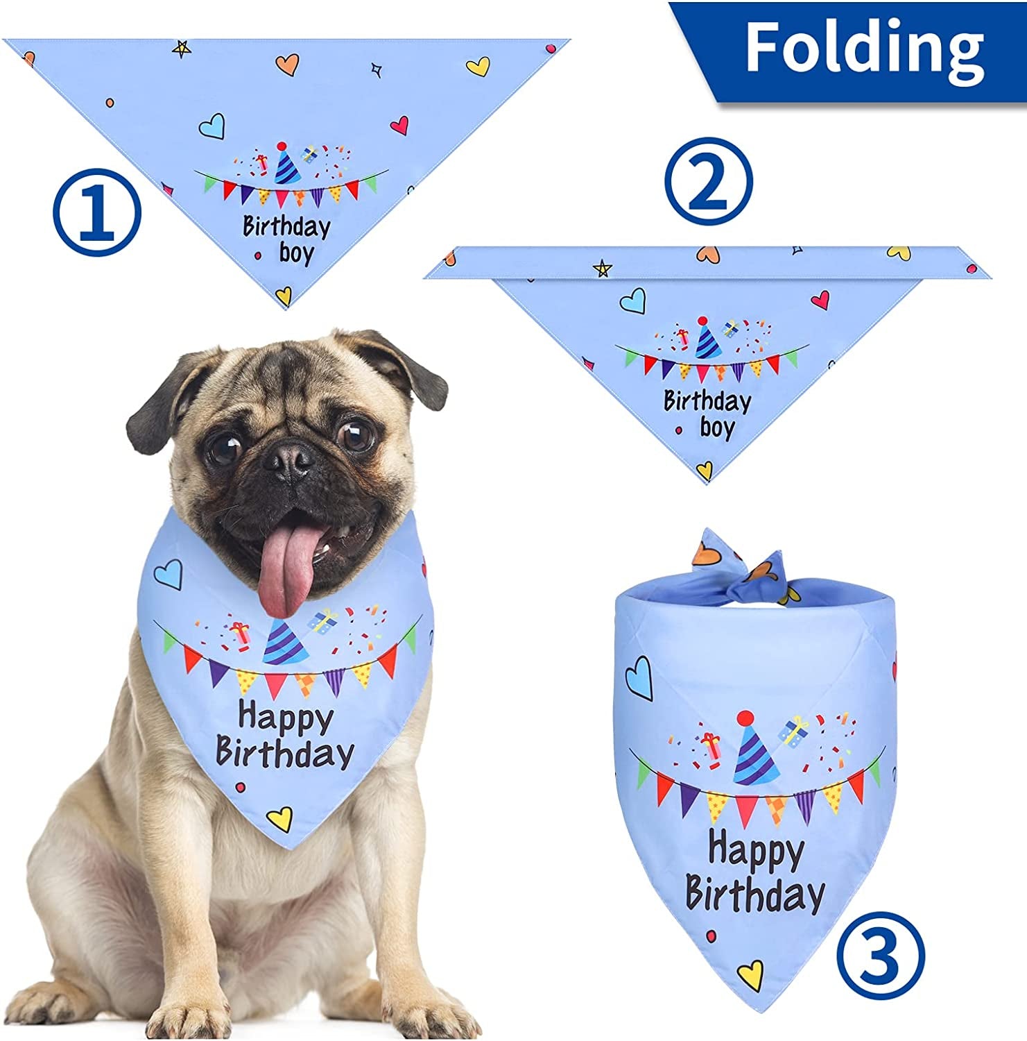 Dog Birthday Party Supplies, Selemoy Dog Birthday Bandana Scarf, Doggie Boy Birthday Party Hat with Number, Bowtie Paw Balloons Banner for Small Medium Puppy Dog Pets, Dog Birthday Party Decorations Animals & Pet Supplies > Pet Supplies > Dog Supplies > Dog Apparel Selemoy   