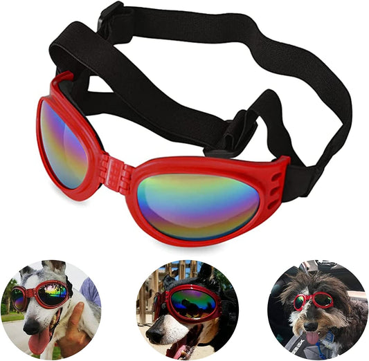 NW Dog Goggles Pet Sunglasses Adjustable Folding Eye Wear UV Protection Windproof Polarized Sunglasses for Dogs about over 15 Lbs, Red Animals & Pet Supplies > Pet Supplies > Dog Supplies > Dog Apparel N\W   