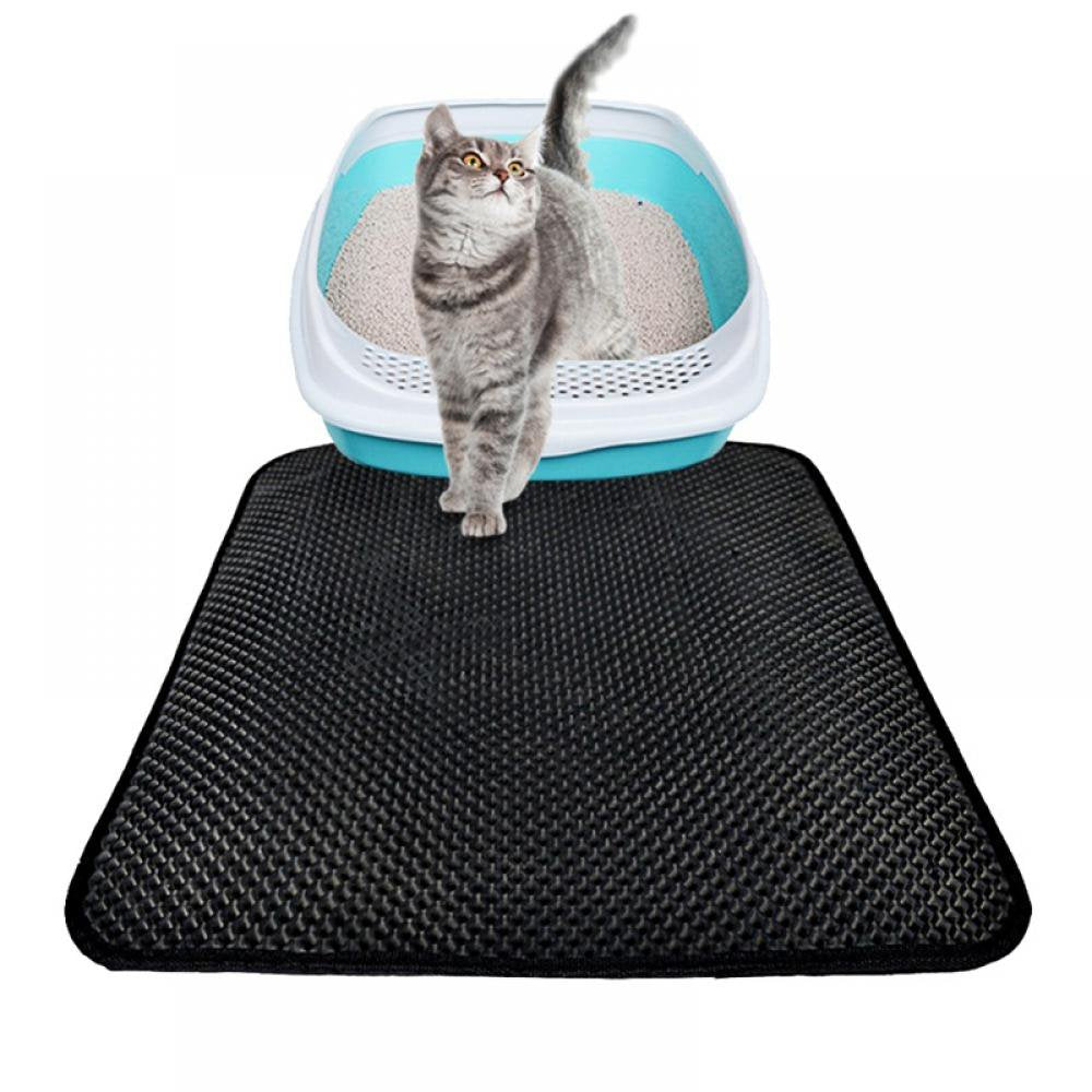 Pretty Comy Cat Litter Mat EVA Double-Layer Waterproof Honeycomb Design - Gray 11.81*17.72"