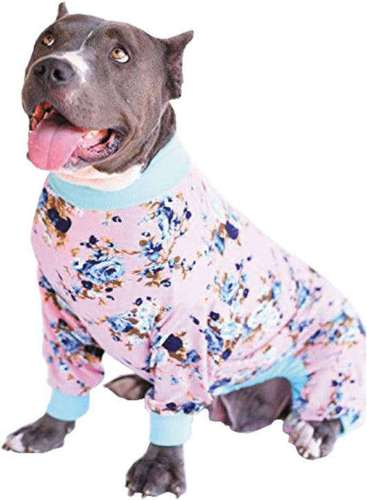 Tooth & Honey Big Dog Pajamas/Floral Dog Pajamas/Slim Fit/Lightweight Pullover Pajamas/Full Coverage Dog Pjs (Medium) Animals & Pet Supplies > Pet Supplies > Dog Supplies > Dog Apparel Tooth & Honey Pink Floral Medium 