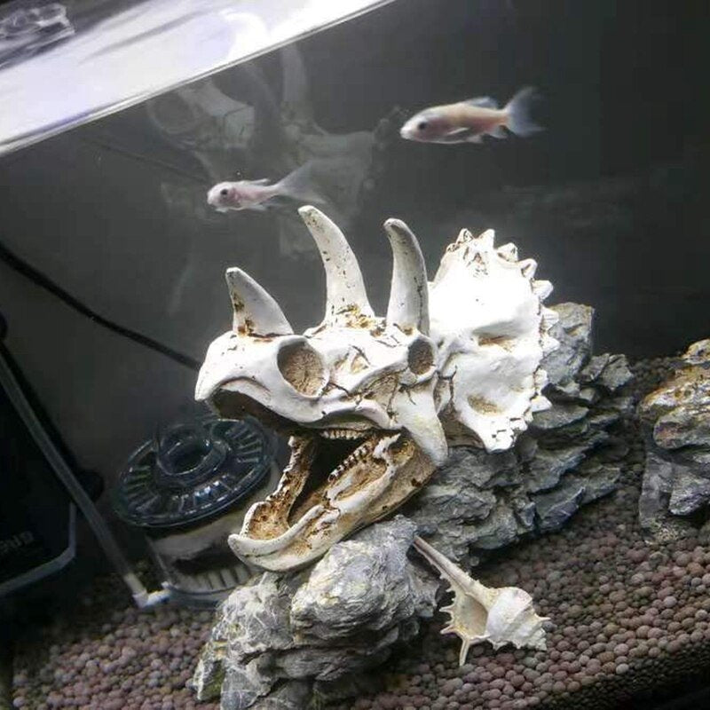 Reptiles Amphibians Habitat Hideaway Cave Aquarium Decorations Dinosaur Triceratops Imitation Skull Model|Decorations Animals & Pet Supplies > Pet Supplies > Small Animal Supplies > Small Animal Habitat Accessories KOL PET   