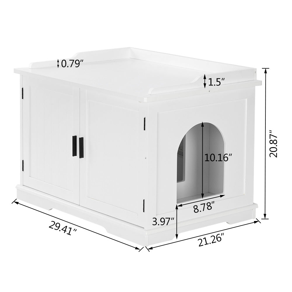 FCH Cat Litter Box Enclosure Cabinet, Large Wooden Indoor Storage Bench Furniture for Living Room, Bedroom, Bathroom, Side Table W/Pet Mat Animals & Pet Supplies > Pet Supplies > Cat Supplies > Cat Furniture Gear Mechanical   