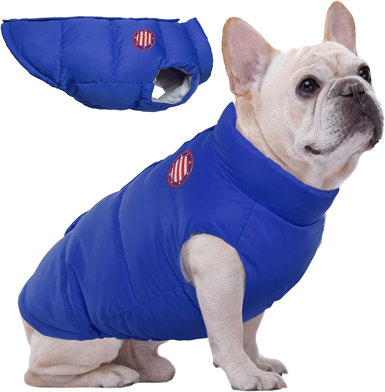 Kuoser Dog Winter Coat Padded Vest, Windproof Dogs Puffer Jacket, Warm Soft Puppy Cold Weather Clothes Doggie Insulated Outwear, Lightweight Pet Winter Outdoor Costume for Small Medium Dogs, XS-XL Animals & Pet Supplies > Pet Supplies > Dog Supplies > Dog Apparel Kuoser Blue Small (Chest Girth: 17.3") 