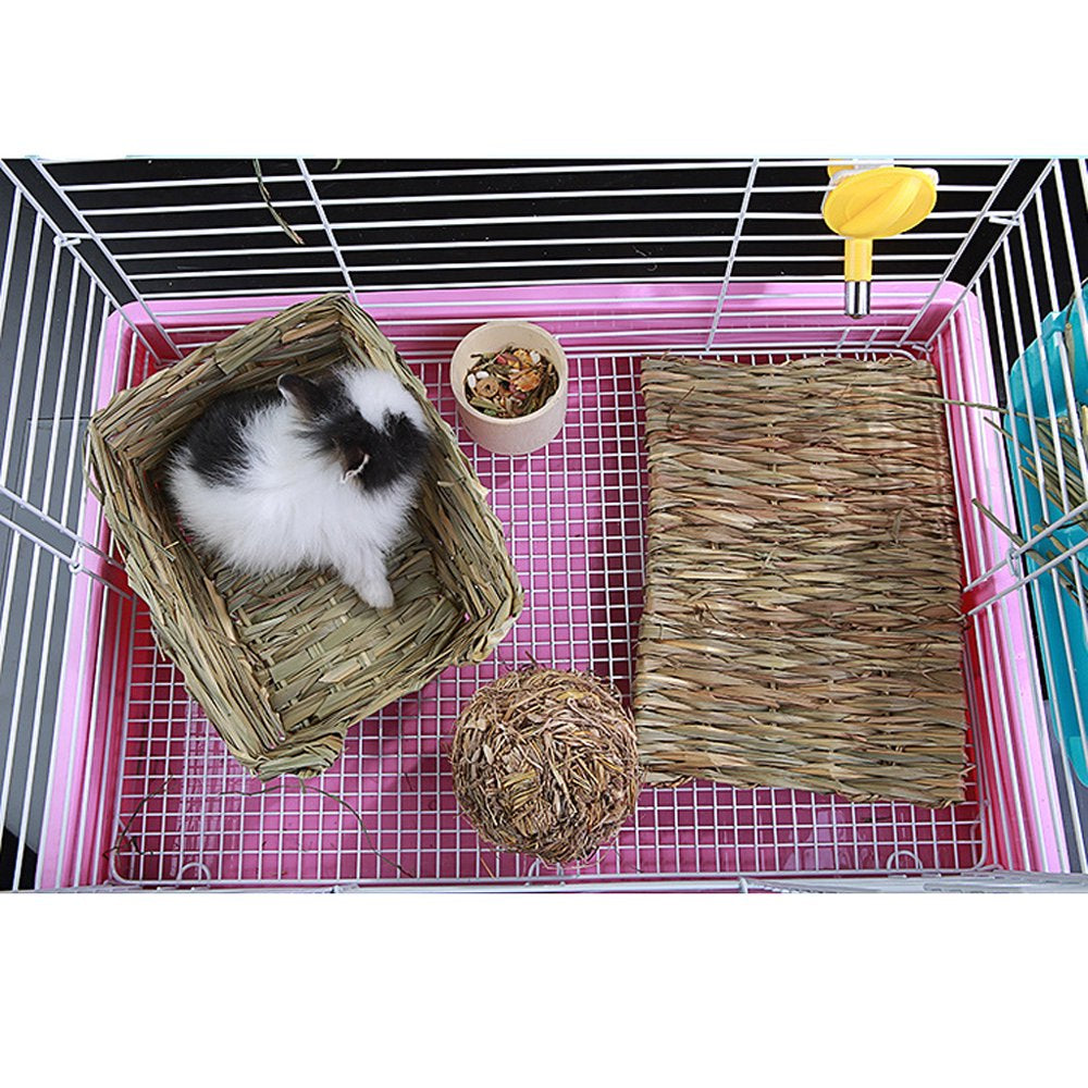 Natural Woven Bed Mat for Small Animal Bunny Bedding Nest Chew Toy Bed