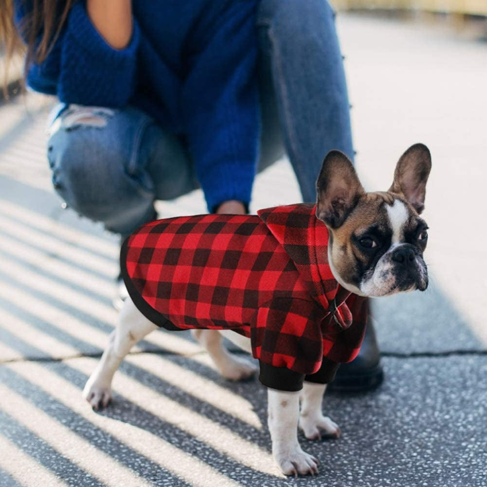 Plaid Dog Hoodie Sweatshirt Sweater for Small Dogs Cat Puppy Clothes Coat Warm and Soft(S) Animals & Pet Supplies > Pet Supplies > Dog Supplies > Dog Apparel Blaoicni   