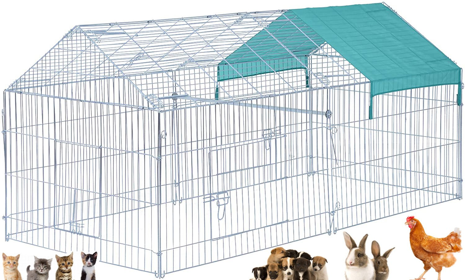 Large Galvanized 71"X30"X30"H Outdoor Puppies Kitten Run Metal Pet Hutch Enclosure Animal Playpen Waterproof Cover Animals & Pet Supplies > Pet Supplies > Dog Supplies > Dog Kennels & Runs Mcage   