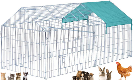 Large Galvanized 71"X30"X30"H Outdoor Puppies Kitten Run Metal Pet Hutch Enclosure Animal Playpen Waterproof Cover Animals & Pet Supplies > Pet Supplies > Dog Supplies > Dog Kennels & Runs Mcage   