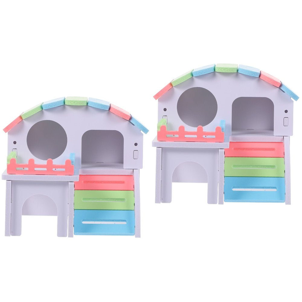 Frcolor Hamster Wooden House Hideout Villa Cabin Rabbit Hut Play Habitat Homes Cages Animal Sleeping Small Pet Wood Castle Rat Animals & Pet Supplies > Pet Supplies > Small Animal Supplies > Small Animal Habitats & Cages FRCOLOR   