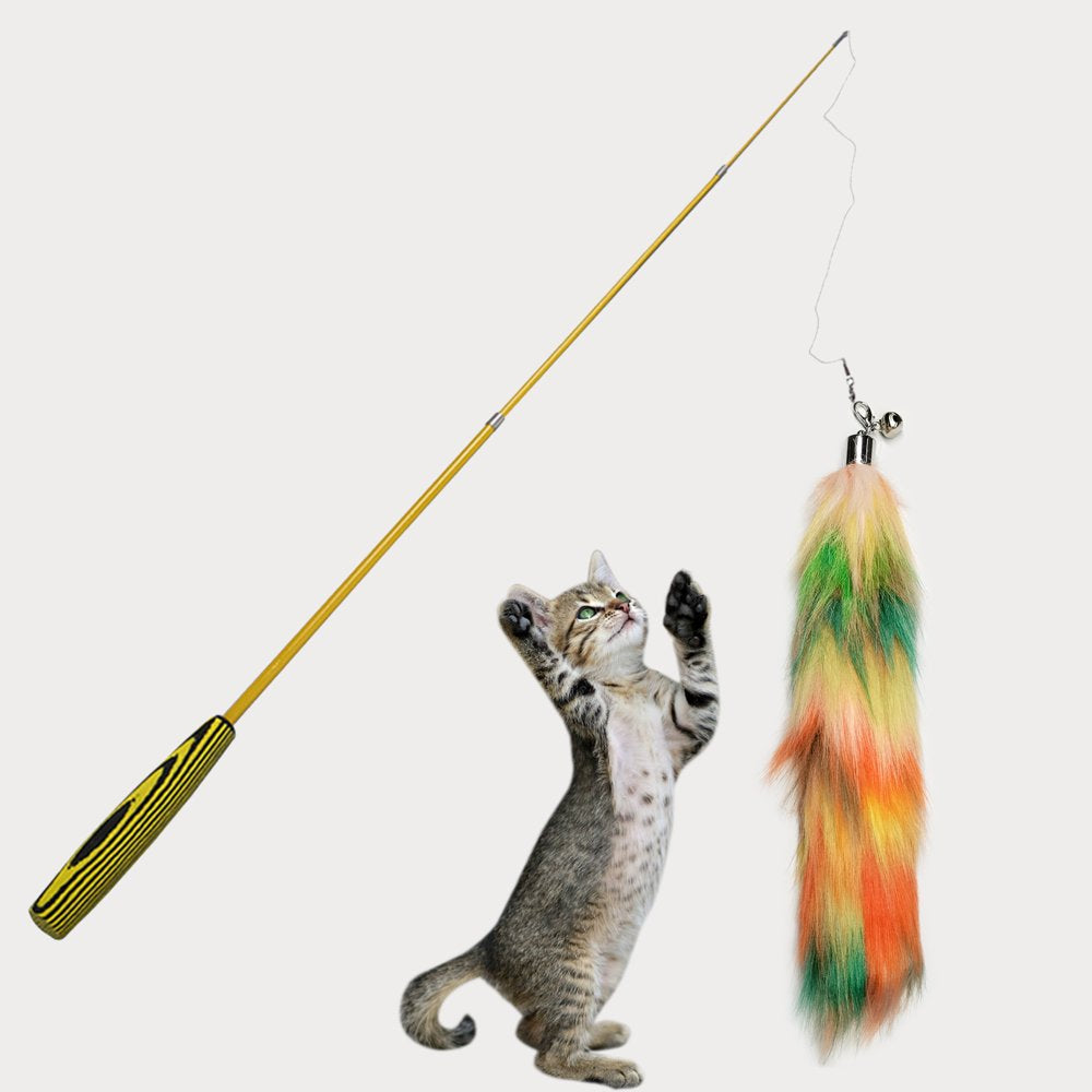 CHBORLESS Interactive Cat Toy Funny Retractable Kitten Teaser Stick Bells Plush,2 Pack Animals & Pet Supplies > Pet Supplies > Cat Supplies > Cat Toys CHBORLESS Set2 Yellow 