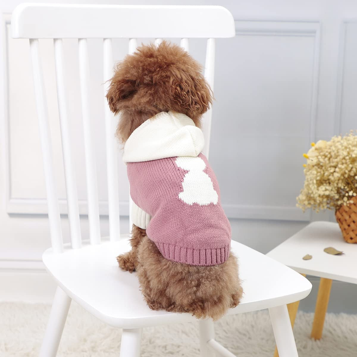 Warm Pet Sweater for Small Dogs Cute Knitted Classic Cat Sweater Dog Hooded Clothes Coat for Girls Dog (S,Pink) Animals & Pet Supplies > Pet Supplies > Dog Supplies > Dog Apparel 1strunandup   