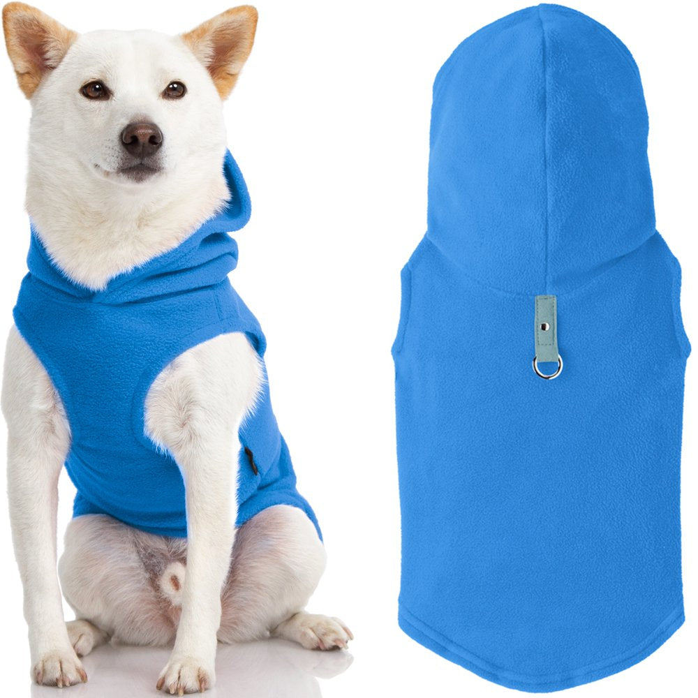 Gooby Fleece Vest Hoodie Dog Sweater - Green, X-Small - Warm Pullover Dog Hoodie with O-Ring Leash Animals & Pet Supplies > Pet Supplies > Dog Supplies > Dog Apparel Inafiction USA, Inc. dba Gooby Pet Fashion Medium Chest (~16") Blue 
