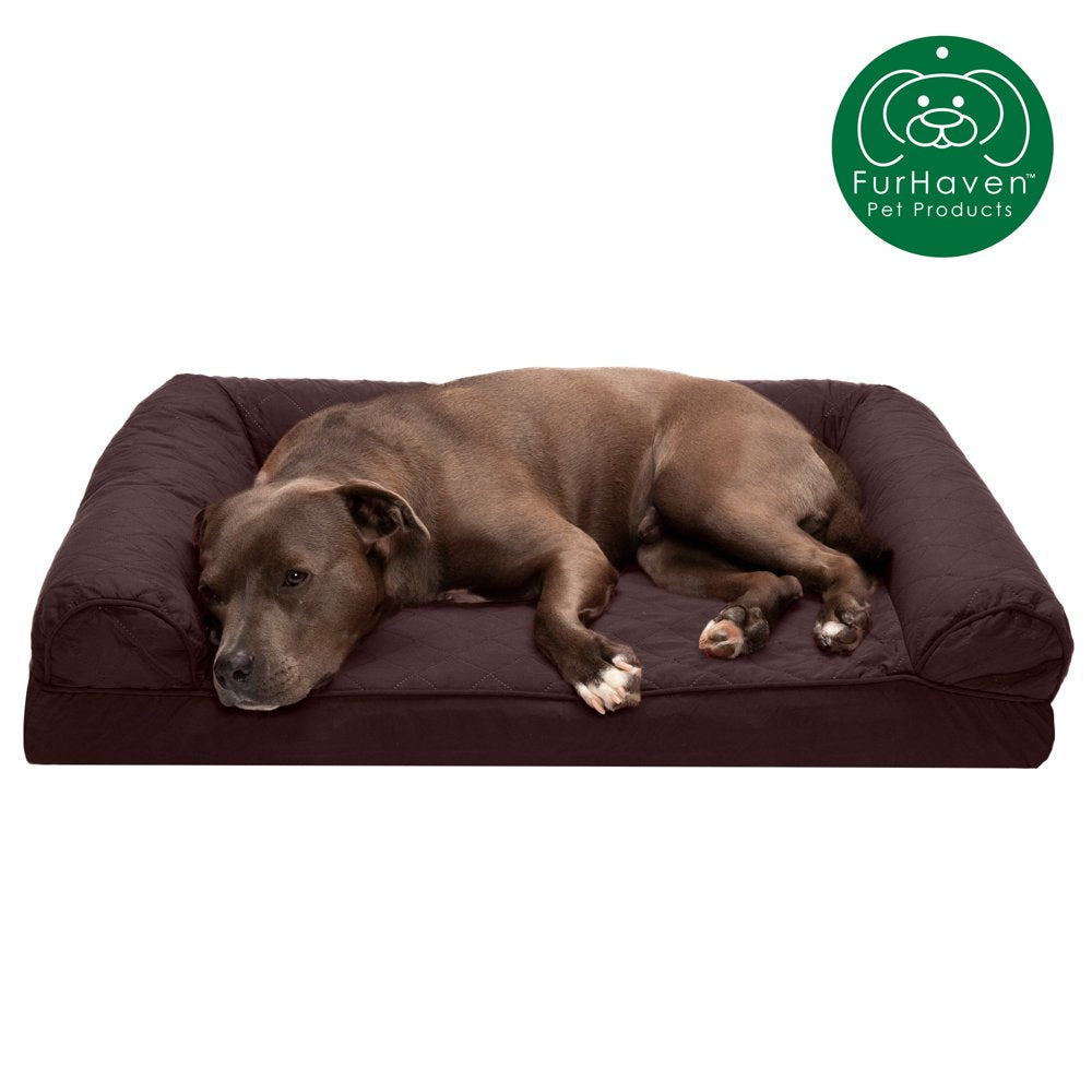 Furhaven Pet Products | Full Support Orthopedic Quilted Sofa-Style Couch Bed for Dogs & Cats, Silver Gray, Medium Animals & Pet Supplies > Pet Supplies > Cat Supplies > Cat Beds FurHaven Pet L Coffee 