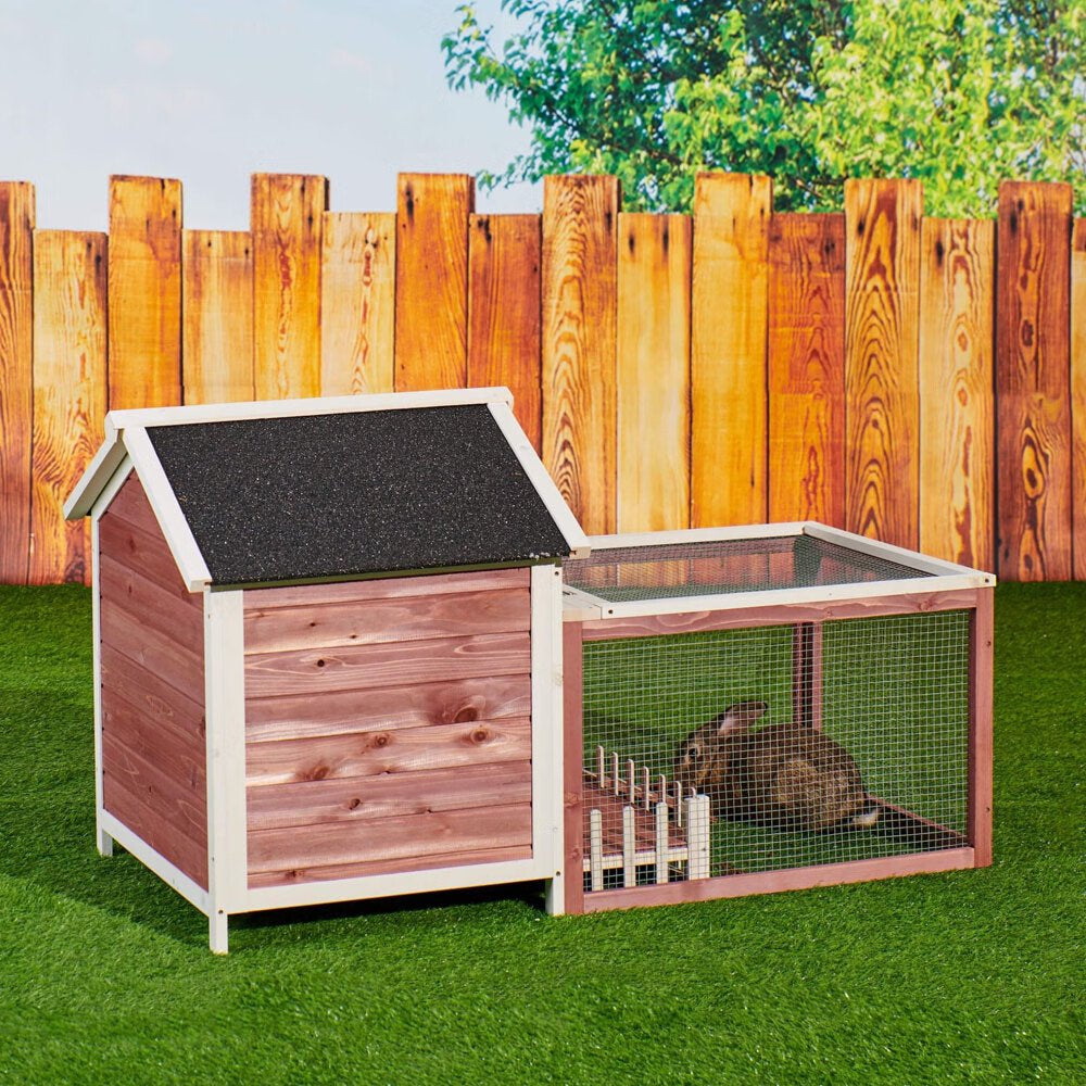 Fchunhe 55" Indoor Outdoor Rabbit Hutch,Small Animal Houses & Habitats, Bunny Cage with Removable Tray, Single Level Guinea Pig Hamster Hutch Animals & Pet Supplies > Pet Supplies > Small Animal Supplies > Small Animal Habitats & Cages Fchunhe   