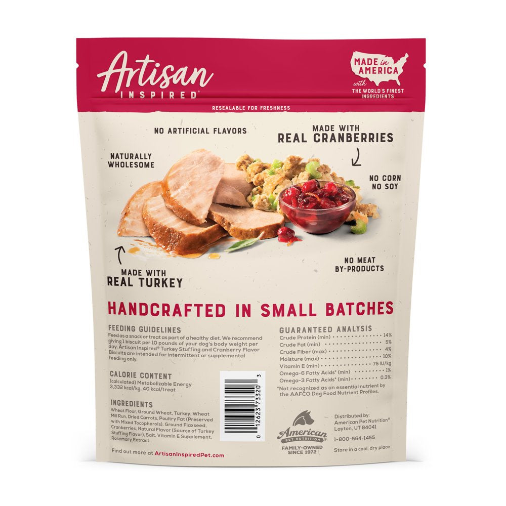 Artisan Inspired Turkey Stuffing & Cranberry Flavor Biscuits Dog Treats, 16Oz Bag Animals & Pet Supplies > Pet Supplies > Dog Supplies > Dog Treats American Pet Nutritionâ¢   