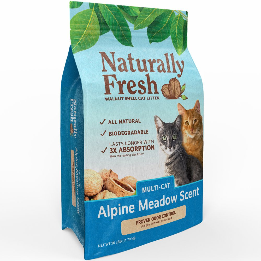 Naturally Fresh Walnut-Based Alpine Meadow® Scent Multi-Cat Quick-Clumping Cat Litter 26 Lb. Bag Animals & Pet Supplies > Pet Supplies > Cat Supplies > Cat Litter Eco-Shell, LP   