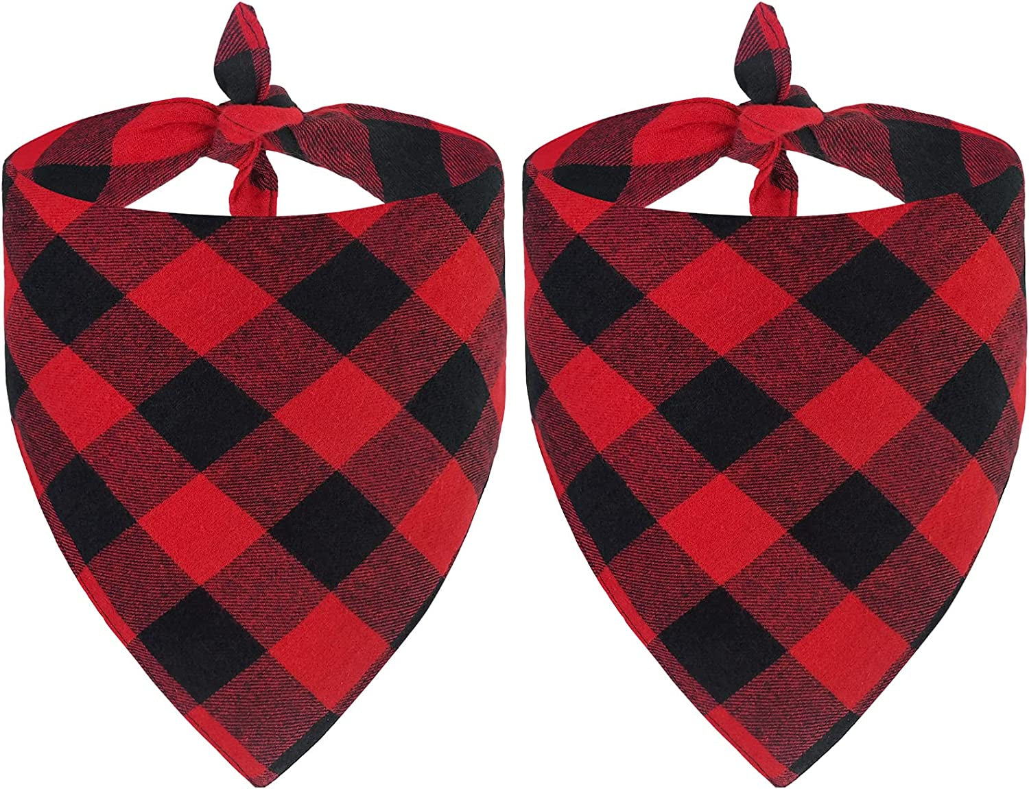 Malier 2 Pack Dog Christmas Bandanas, Classic Buffalo Red Plaid Pet Bandana Scarf Triangle Bibs Kerchief Pet Costume Outfit Accessories for Small Medium Large and Extra Large Dogs Cats Pets (Large) Animals & Pet Supplies > Pet Supplies > Dog Supplies > Dog Apparel Malier Red + Red Plaid X-Large 