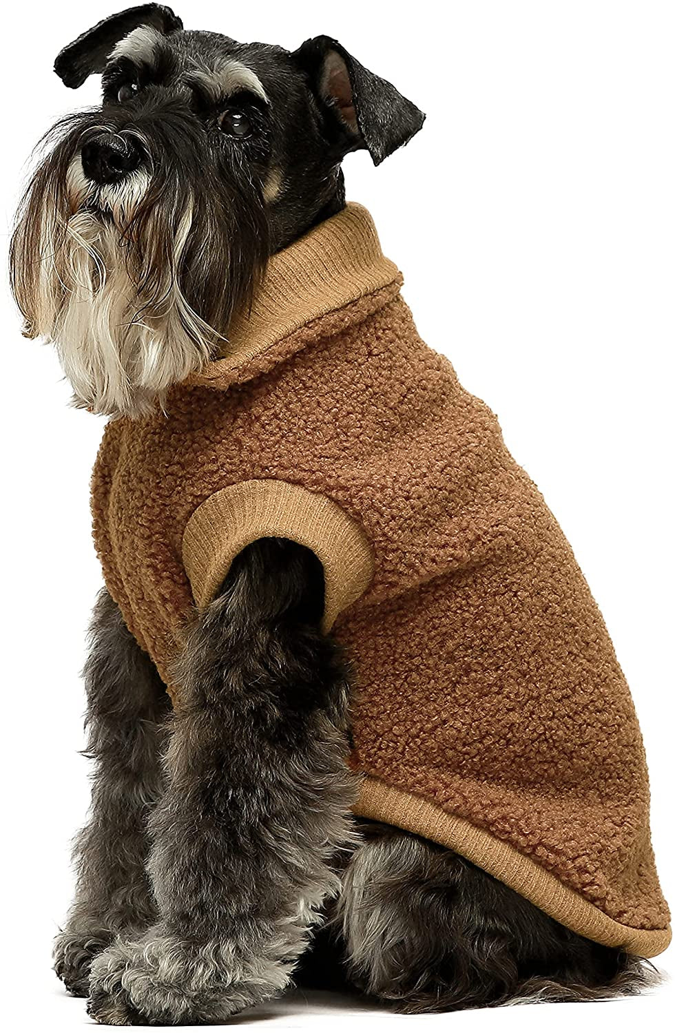 Fitwarm Vest Fuzzy Thick Sherpa Dog Coat Vest Turtleneck Sweater Puppy Winter Clothes Doggie Knitted Pet Cold Weather Clothes Doggy Pullover Jacket Cat Apparel Green Small Animals & Pet Supplies > Pet Supplies > Dog Supplies > Dog Apparel Fitwarm Brown XS 