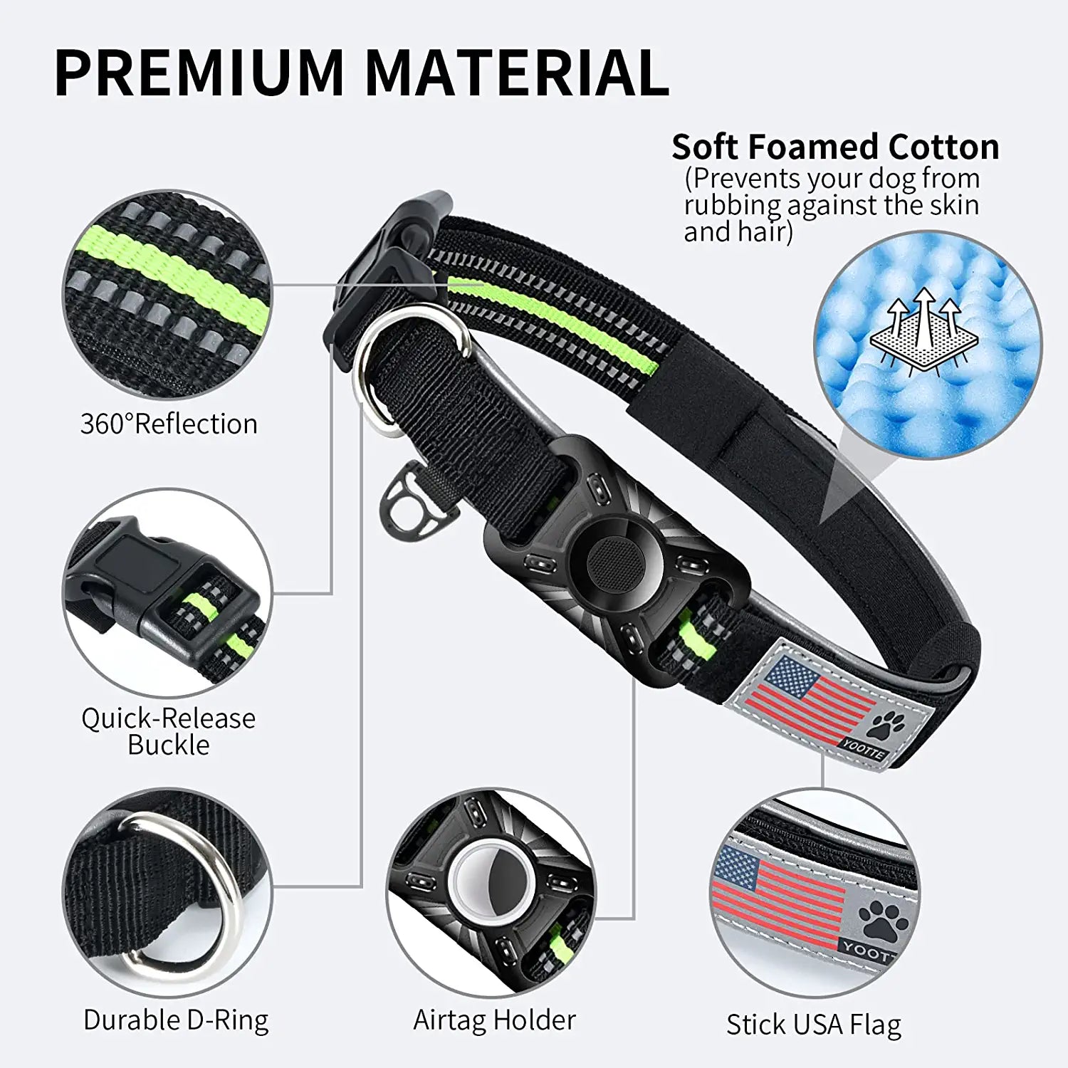 Reflective Airtag Dog Collar with Holder Case, Padded Breathable Dog Collar with Protective Waterproof Airtag Holder Case, Adjustable Nylon Pet Collar GPS Dog Collar for Medium and Large Dogs