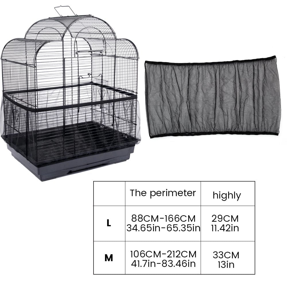 Niyofa Birdcage Cover Adjustable Bird Cage Seed Catcher Nylon Parrot Cage Skirt Washable and Reusable Mesh Pet Bird Cage Skirt Guard Cage Accessories for Square round Cage Animals & Pet Supplies > Pet Supplies > Bird Supplies > Bird Cage Accessories Niyofa   