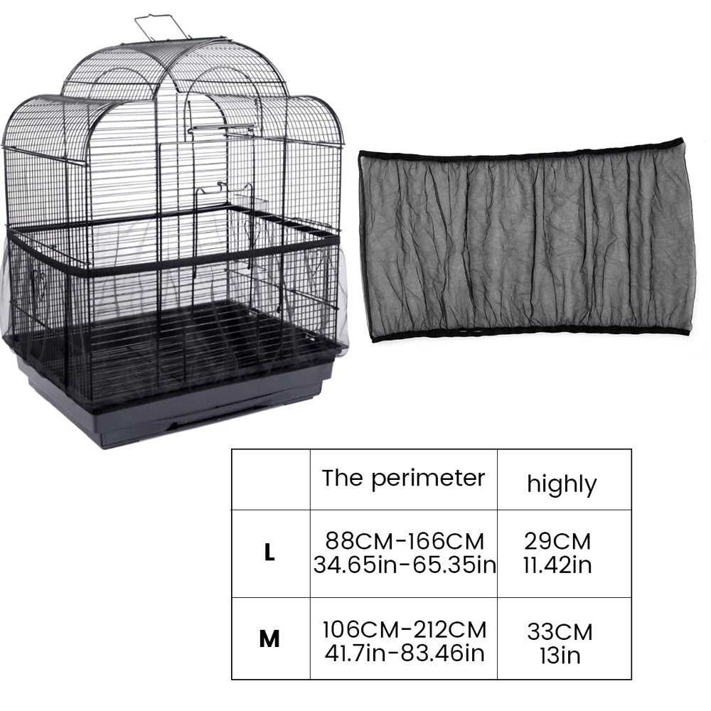 Sutowe Bird Cage Seed Catcher Adjustable Parrot Cage Skirt Mesh Pet Bird Cage Skirt Guard Cage Accessories for Square round Cage,Black L Animals & Pet Supplies > Pet Supplies > Bird Supplies > Bird Cage Accessories Sutowe   