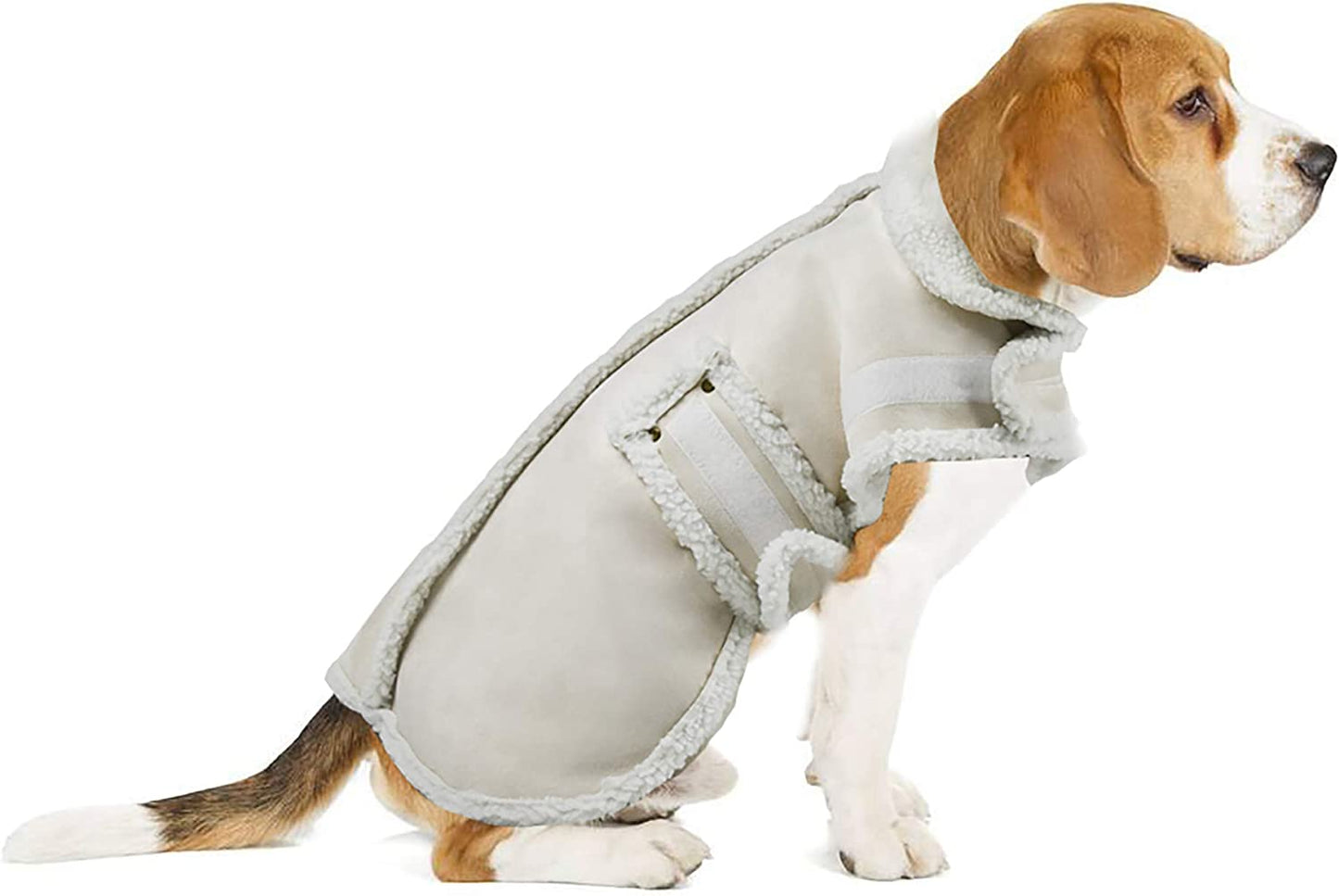 XUANQIFC Dog Winter Jacket, Warm Windproof Dog Sweaters for Small Dogs, Thick Apparelf Fleece Dog Coat for Medium Large Dogs (Large) Animals & Pet Supplies > Pet Supplies > Dog Supplies > Dog Apparel YIWU GEOFAIR IMPORT AND EXPORT CO.,LTD Beige Medium(22lb-30.8lb) 