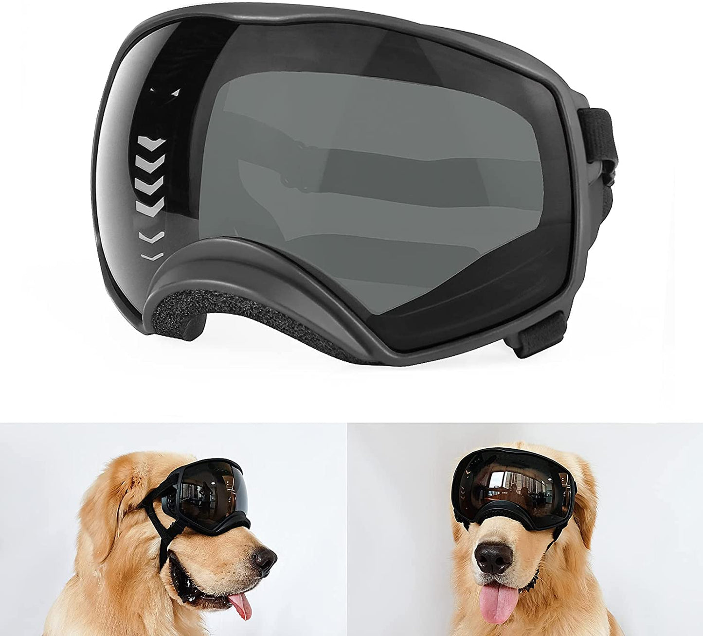 PETLESO Dog Goggles for Large Breed, Clear Dog Sunglasses Medium Large Breed Wide View Dog Eye Protection with Adjustable Straps for Driving Riding Hiking, Clear Lens Animals & Pet Supplies > Pet Supplies > Dog Supplies > Dog Apparel PETLESO Black Lens  