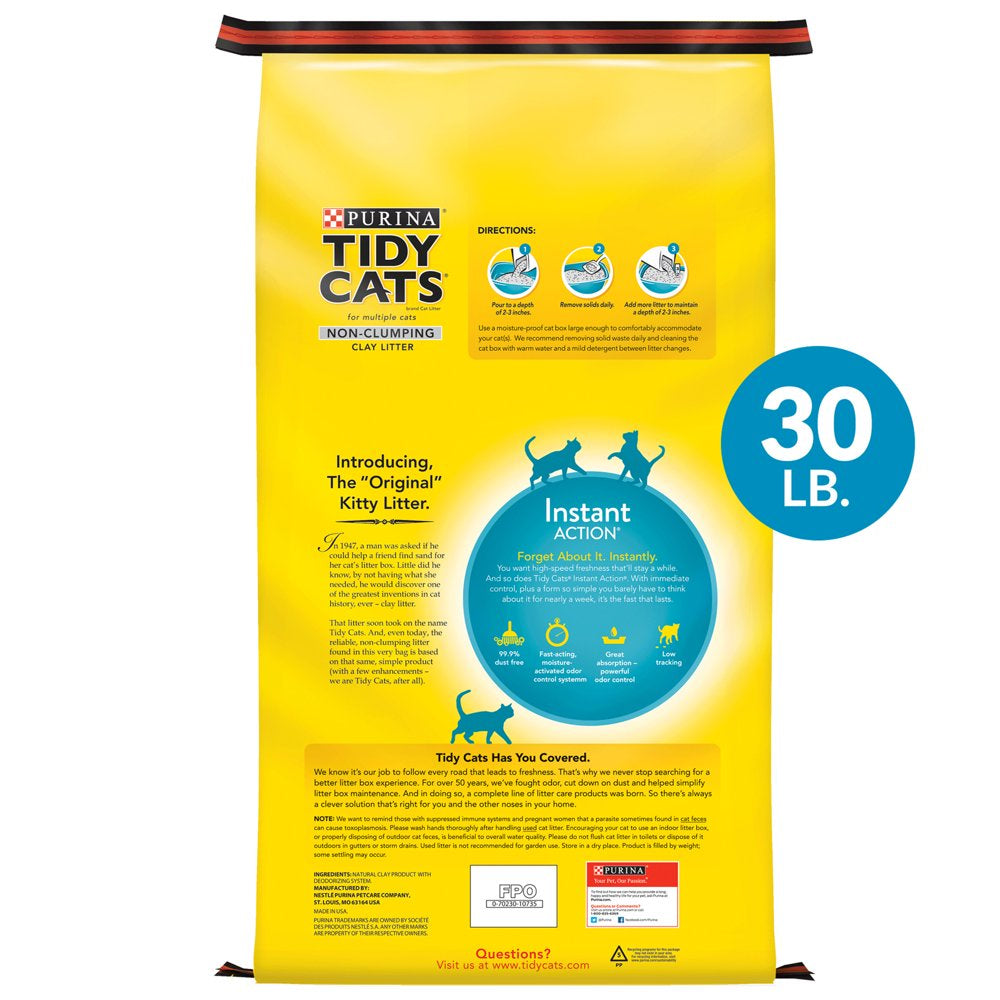 Purina Tidy Cats Non Clumping Cat Litter, Instant Action Low Tracking Cat Litter, 30 Lb. Bag Animals & Pet Supplies > Pet Supplies > Cat Supplies > Cat Litter Nestlé Purina PetCare Company   