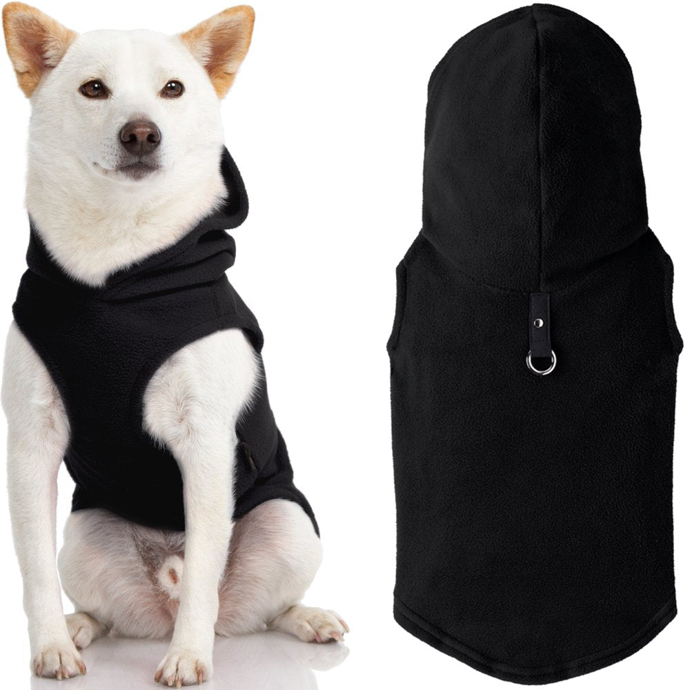 Gooby Fleece Vest Hoodie Dog Sweater - Green, X-Small - Warm Pullover Dog Hoodie with O-Ring Leash Animals & Pet Supplies > Pet Supplies > Dog Supplies > Dog Apparel Inafiction USA, Inc. dba Gooby Pet Fashion X-Large Chest (~22") Black 