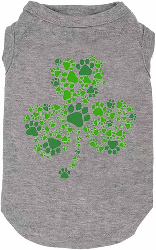 Dog Apparel Lucky Boy Letter Print Clover Shirts for Small Large Dog Vest Puppy Gift St Patrick'S Day Costume (Medium, Grey02)
