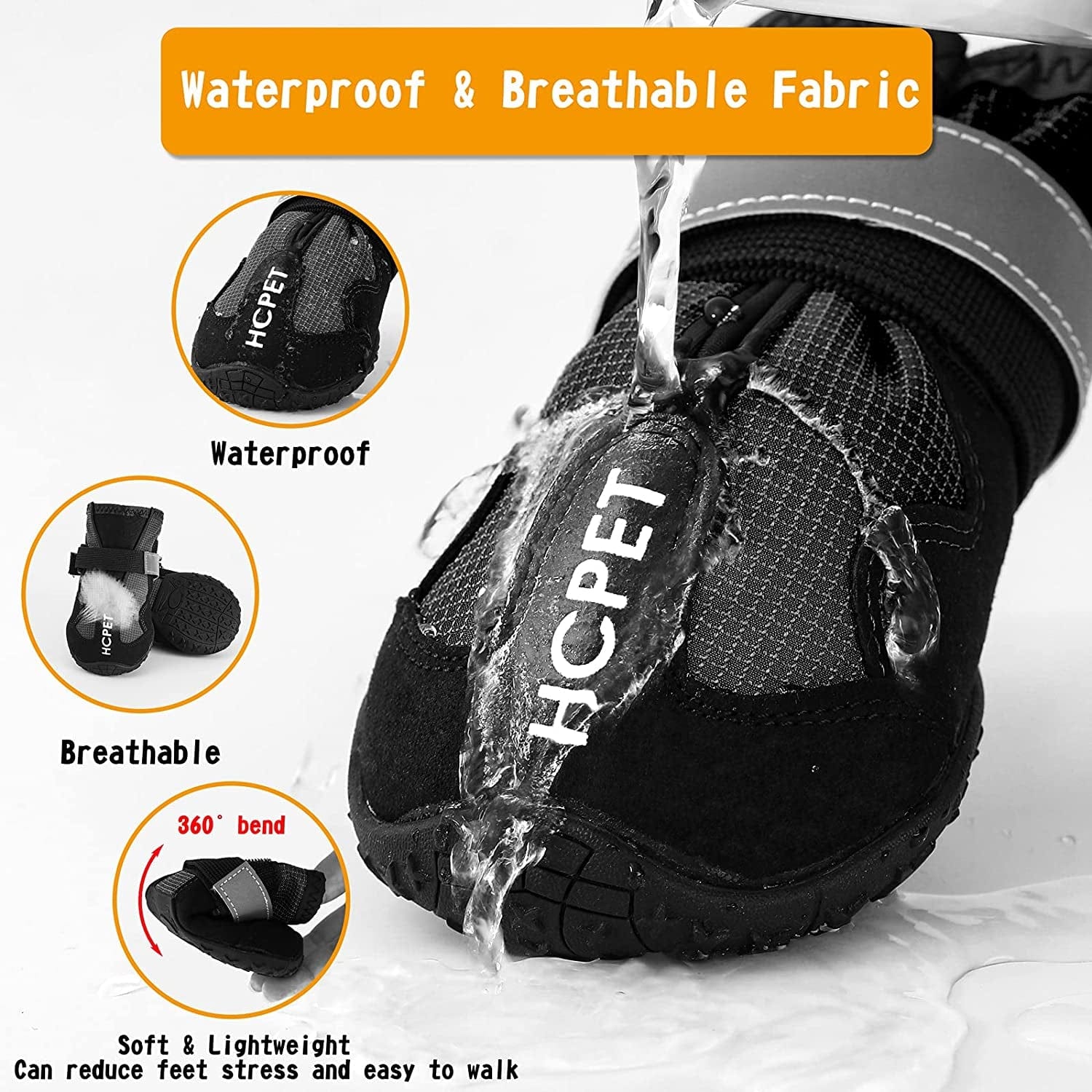 EARTH FRIENDLY 4 Pcs Dog Snow Boots Waterproof Dog Rain Boots with Non-Slip Rubber Soles Paw Protectors Winter Warm Dog Shoes Booties with Adjustable Reflective Straps for Walking Running Hiking Animals & Pet Supplies > Pet Supplies > Dog Supplies > Dog Apparel EARTH FRIENDLY   