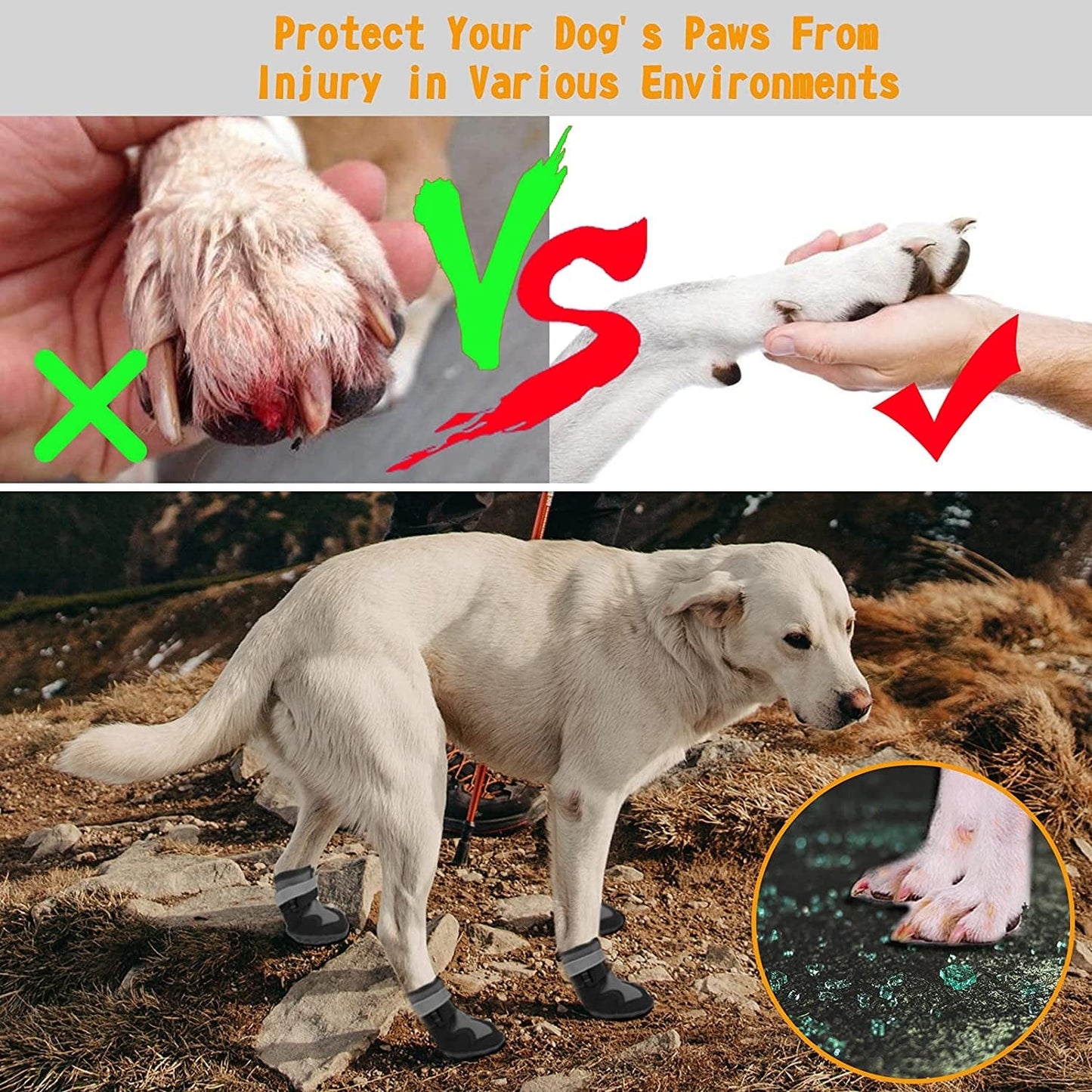 EARTH FRIENDLY 4 Pcs Dog Snow Boots Waterproof Dog Rain Boots with Non-Slip Rubber Soles Paw Protectors Winter Warm Dog Shoes Booties with Adjustable Reflective Straps for Walking Running Hiking Animals & Pet Supplies > Pet Supplies > Dog Supplies > Dog Apparel EARTH FRIENDLY   