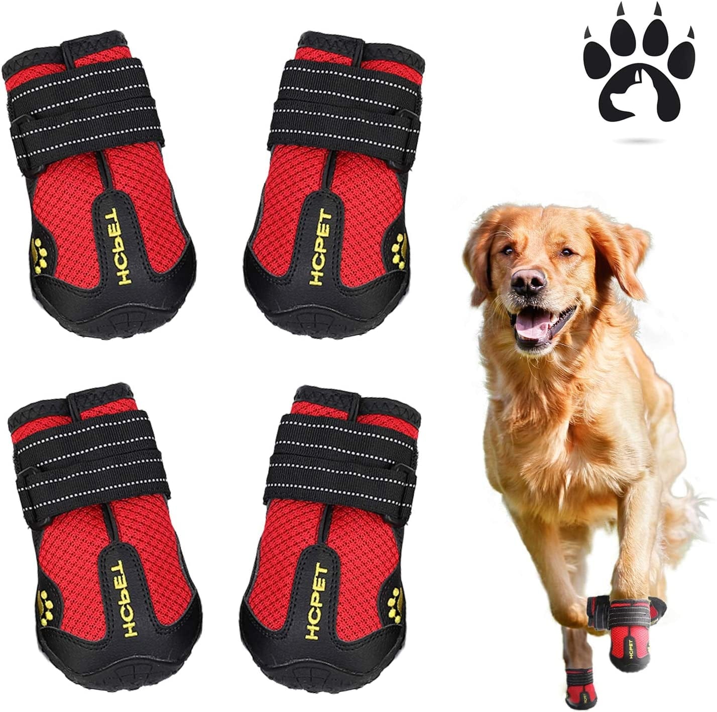 Easiestsuck Dog Boots 4 Pcs,Waterproof Dog Shoes,Outdoor Dog Snow Boots,Dog Booties with Two Layers Adjustable Tightness Reflective Tape,Rugged & Anti-Slip Sole,Dog Shoes for Medium to Large Dogs Animals & Pet Supplies > Pet Supplies > Dog Supplies > Dog Apparel Easiestsuck Red Size 5:（2.7''x2.2'')(L*W) for 41-60 lbs 