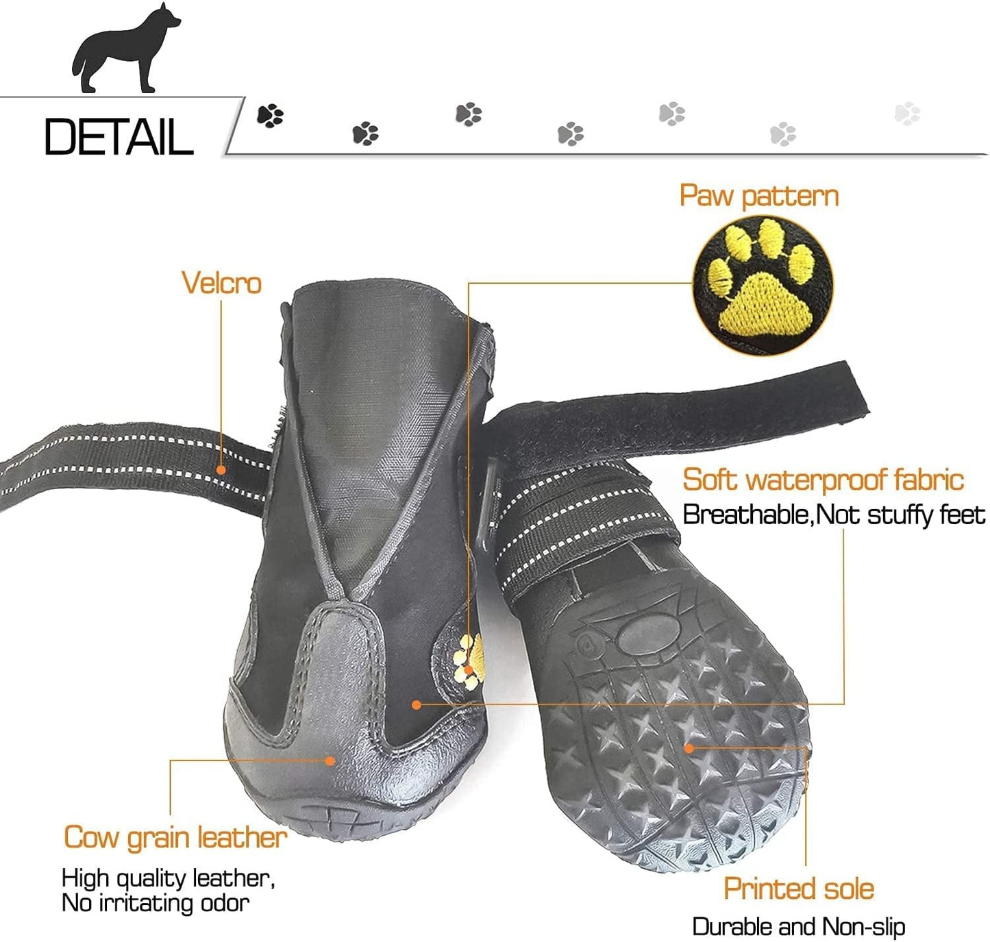 Easiestsuck Dog Boots 4 Pcs,Waterproof Dog Shoes,Outdoor Dog Snow Boots,Dog Booties with Two Layers Adjustable Tightness Reflective Tape,Rugged & Anti-Slip Sole,Dog Shoes for Medium to Large Dogs Animals & Pet Supplies > Pet Supplies > Dog Supplies > Dog Apparel Easiestsuck   
