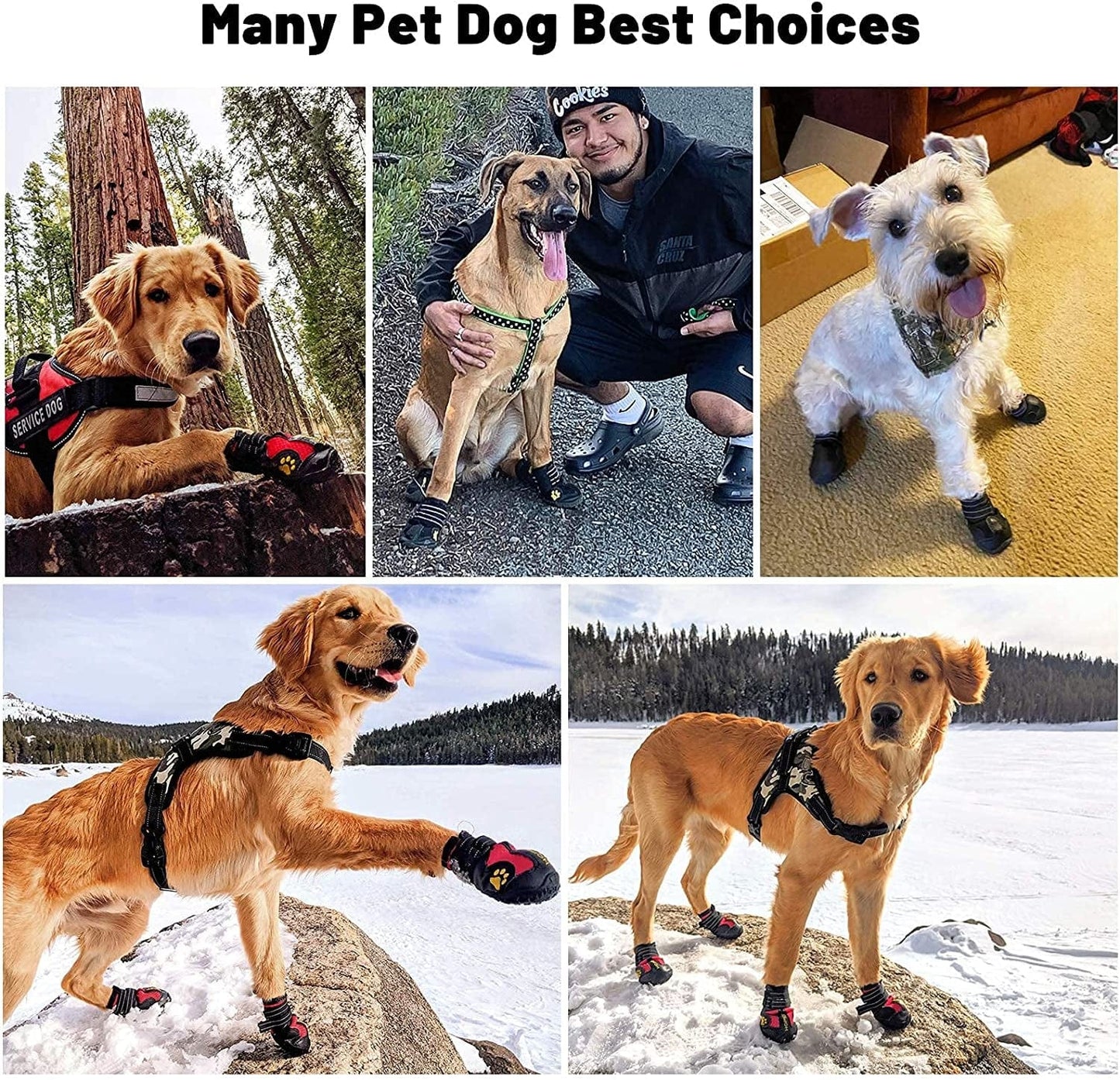 Easiestsuck Dog Boots 4 Pcs,Waterproof Dog Shoes,Outdoor Dog Snow Boots,Dog Booties with Two Layers Adjustable Tightness Reflective Tape,Rugged & Anti-Slip Sole,Dog Shoes for Medium to Large Dogs Animals & Pet Supplies > Pet Supplies > Dog Supplies > Dog Apparel Easiestsuck   