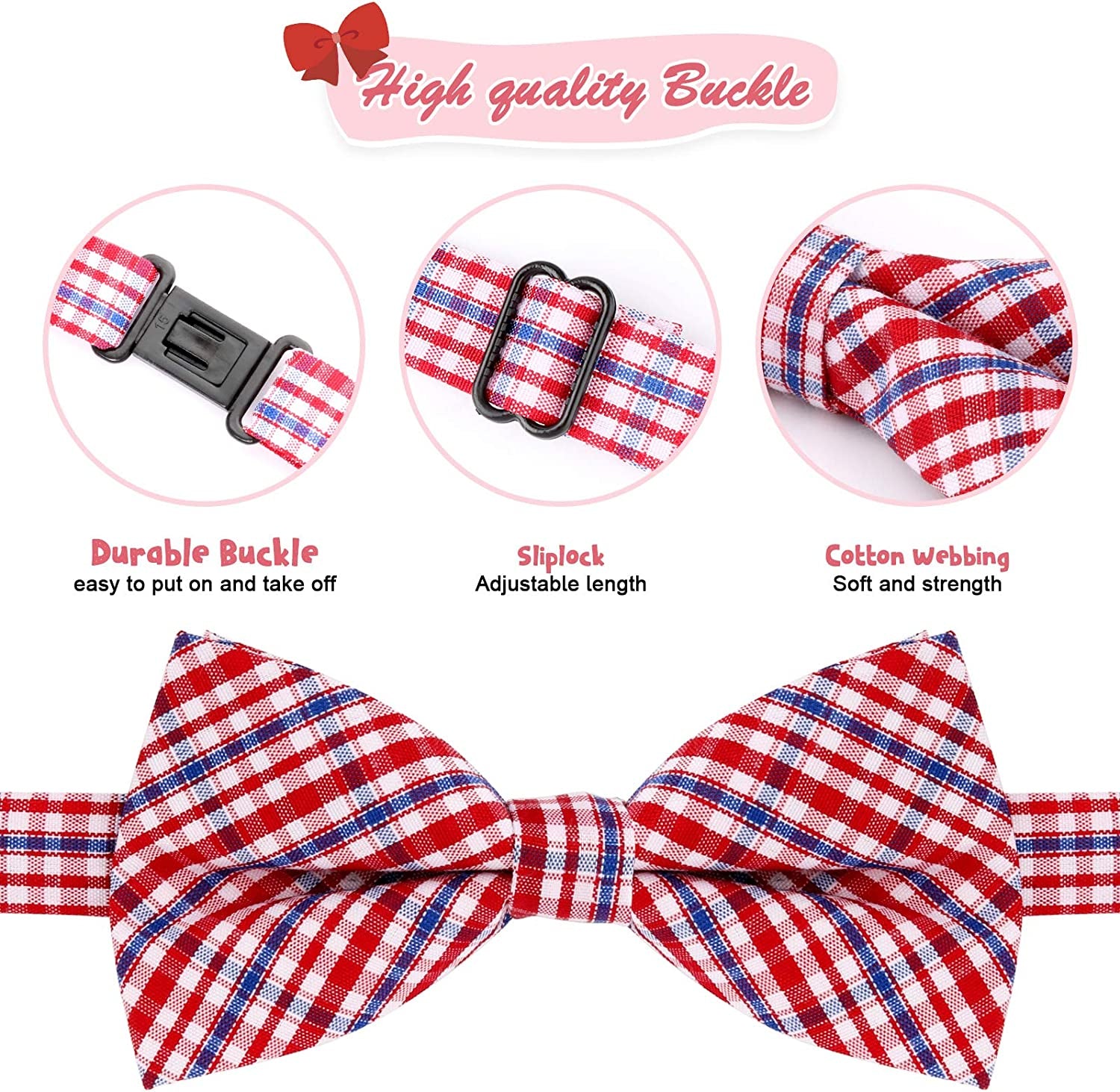 BWOGUE Plaid Dog Bow Ties,10Pcs Pet Bowties Cat Bow Ties,Adjustable Bowties for Small Medium Large Dogs Cats Pets Grooming Accessories Animals & Pet Supplies > Pet Supplies > Dog Supplies > Dog Apparel BWOGUE   