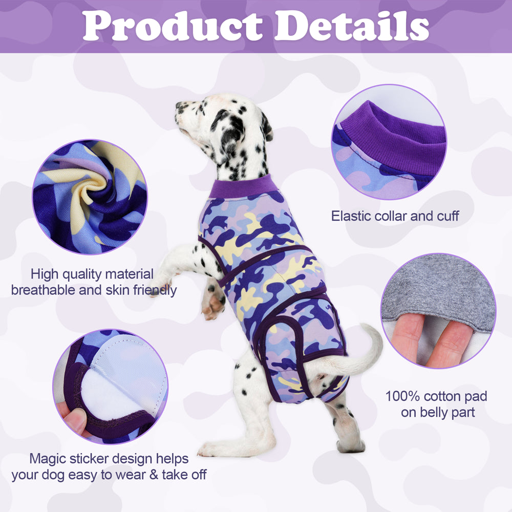 ROZKITCH Dog Onesie Surgical Recovery Suit, Camouflage Breathable Abdominal Wounds Bandages Cone E-Collar Alternative, Anti-Licking Pet Surgery Recovery Suit Animals & Pet Supplies > Pet Supplies > Dog Supplies > Dog Apparel ROZKITCH   