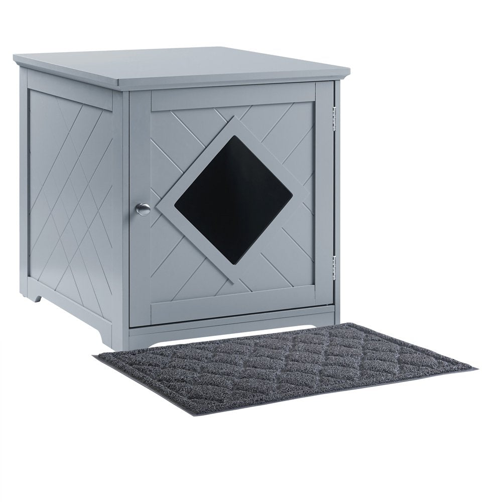 Unipaws Cat Litter Box Enclosure with Mat, Privacy Cat Washroom, Litter Box Hidden, Cat House, Gray Animals & Pet Supplies > Pet Supplies > Cat Supplies > Cat Litter Box Mats Universe Home Inc   