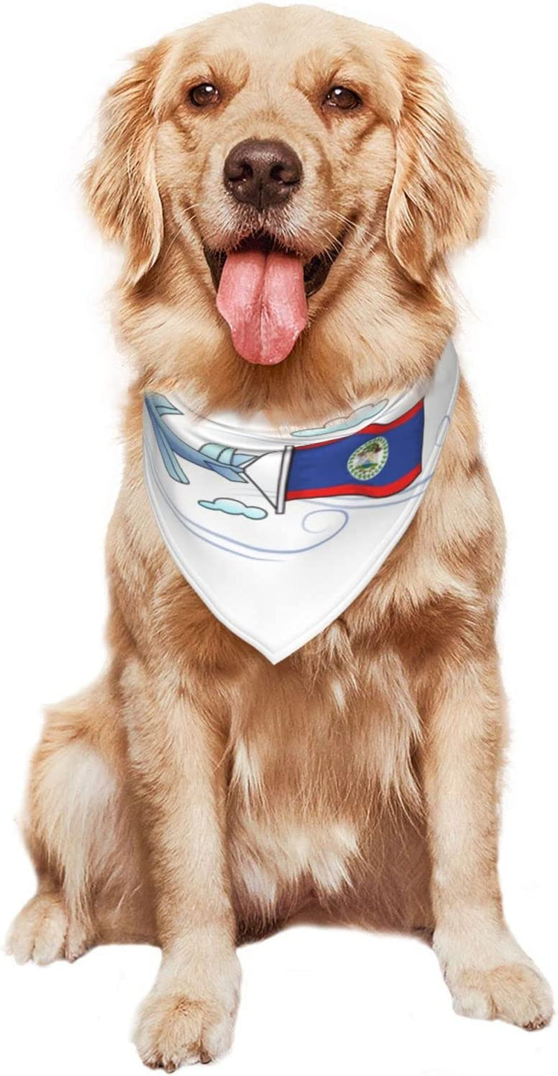 Airplane with Flag Belize Pet Dog and Cat Decorative Triangle Scarf,Dog Bandana,Breathable and Stain Resistant. Animals & Pet Supplies > Pet Supplies > Dog Supplies > Dog Apparel ZALTAS   