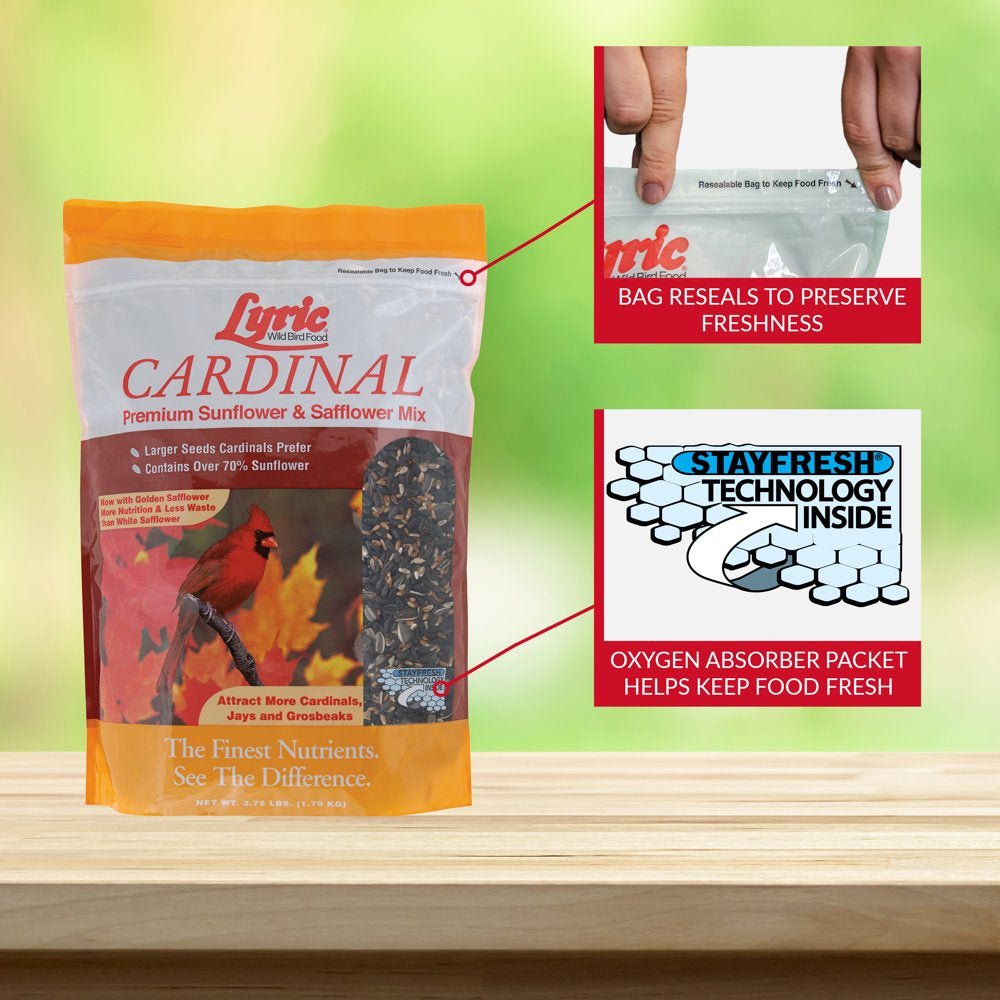 Lyric Cardinal Wild Bird Seed, Sunflower and Safflower Premium Bird Food Mix, 3.75 Lb. Bag Animals & Pet Supplies > Pet Supplies > Bird Supplies > Bird Food Lebanon Seaboard Corporation   