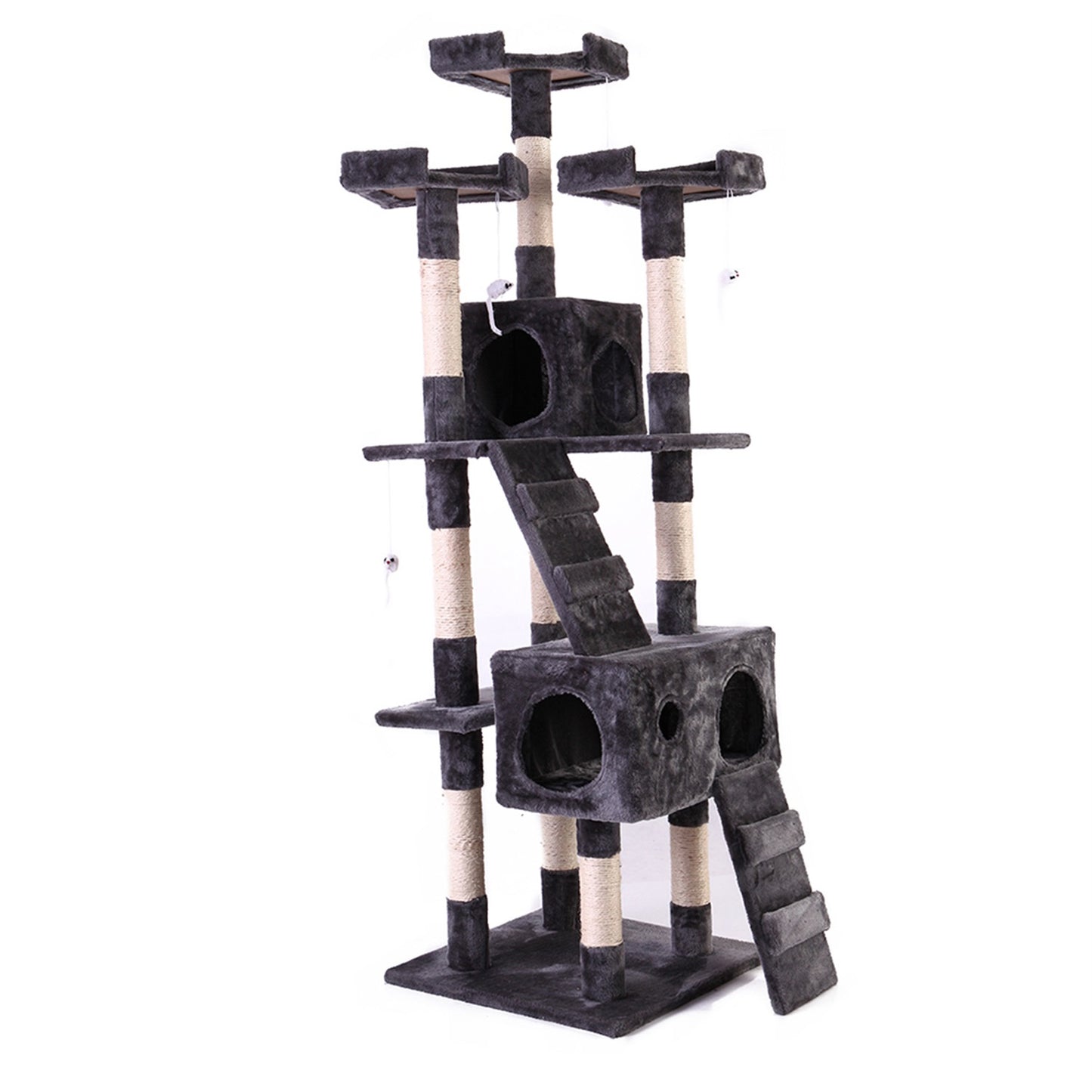 Pefilos Pet Furniture for Cats and Kittens - Cat Tower for Indoor Cats Tall Cat Tree for Big Cats Tiger Tough Cat Tree Tower Interactive Playground, Gray Animals & Pet Supplies > Pet Supplies > Cat Supplies > Cat Furniture Pefilos   