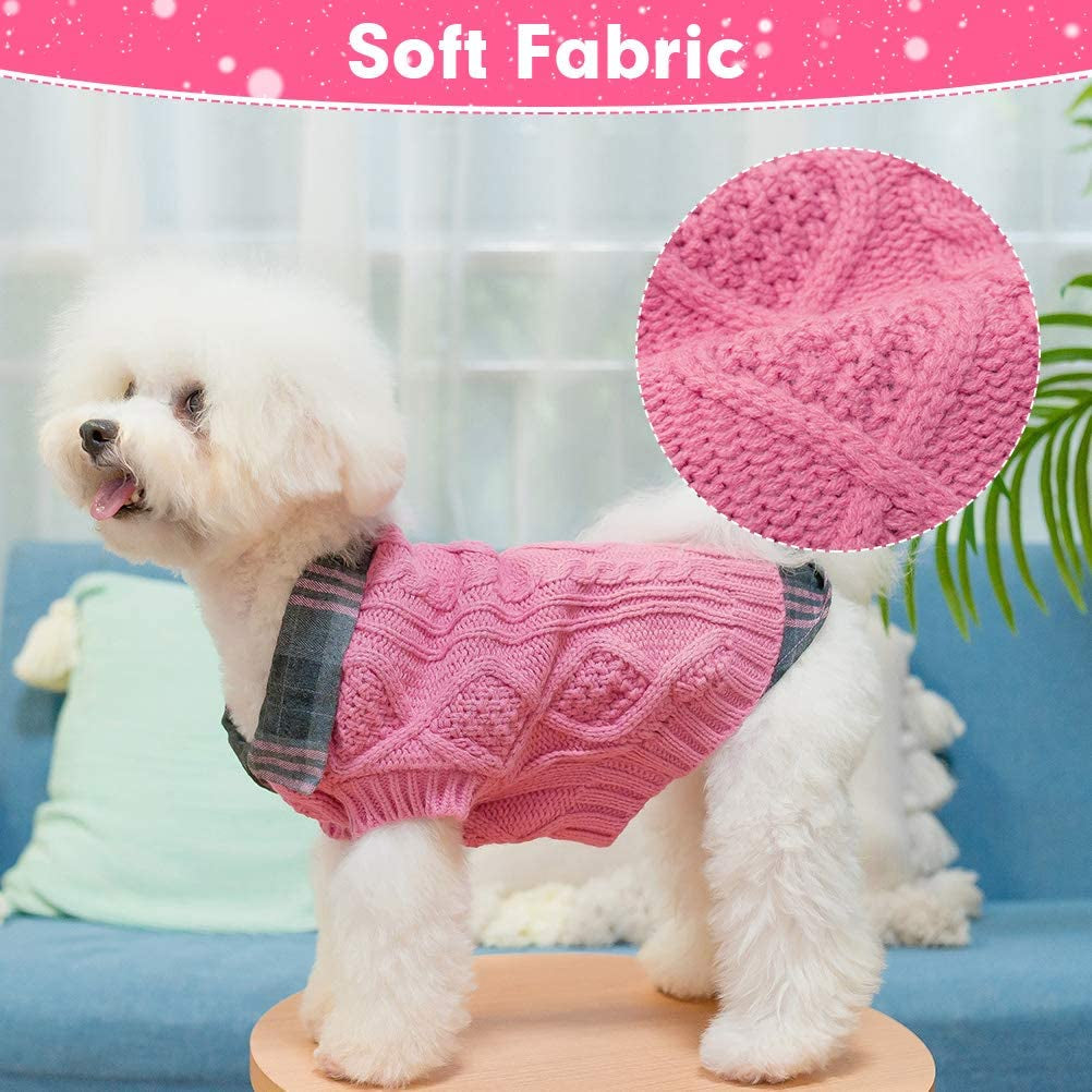 Warm Dog Sweater Winter Clothes - Plaid Patchwork Pet Doggy Knitted Sweaters Comfortable Coats for Cold Weather, Fit for Small Medium Large Dogs Animals & Pet Supplies > Pet Supplies > Dog Supplies > Dog Apparel Homimp   