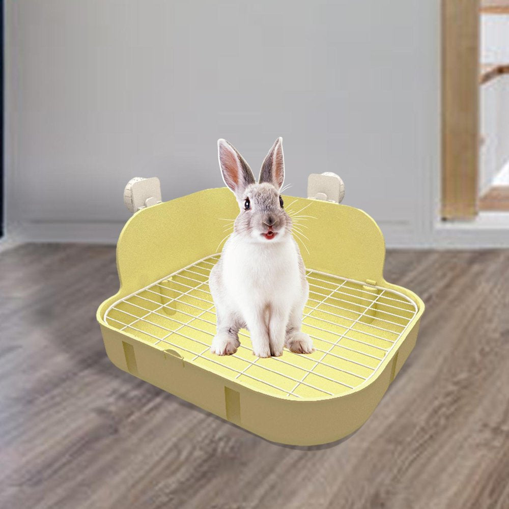 Rabbit Litter Tray Bedding Box Pet Toilet Cage Box Potty Trainer Corner Tray for Hamster Bunny Chinchilla Guinea Ferret Small Animals , Yellow New Yellow
