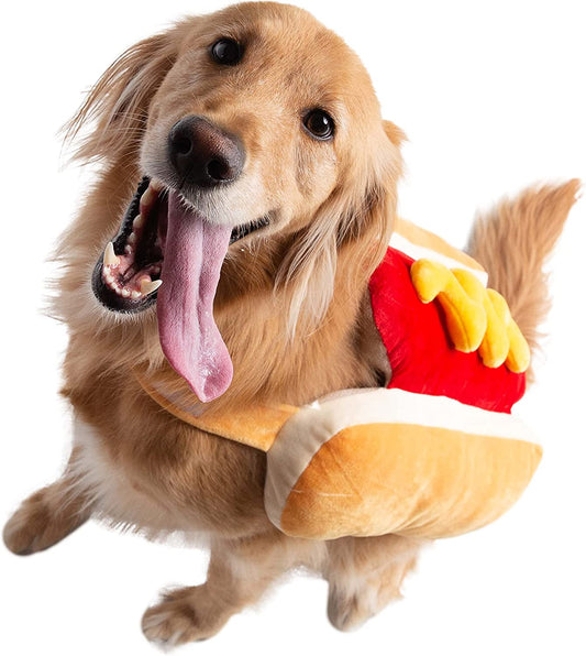 Pet Krewe Hot Dog Costume for Cats and Dogs | Large Pet Wiener Costume for Dogs 1St Birthday, National Cat Day & Celebrations | Halloween Outfit for Small and Large Cats & Dogs Animals & Pet Supplies > Pet Supplies > Dog Supplies > Dog Apparel Pet Krewe Large  
